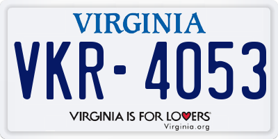 VA license plate VKR4053