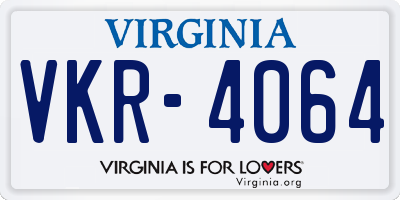 VA license plate VKR4064