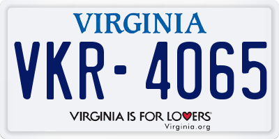 VA license plate VKR4065