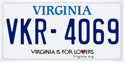 VA license plate VKR4069
