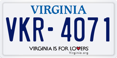 VA license plate VKR4071