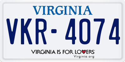 VA license plate VKR4074