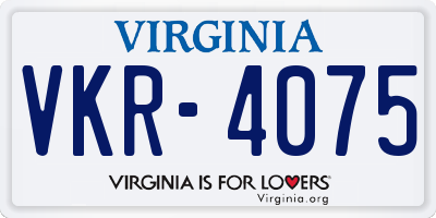 VA license plate VKR4075