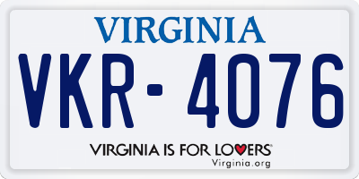 VA license plate VKR4076