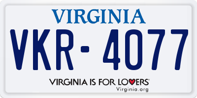 VA license plate VKR4077