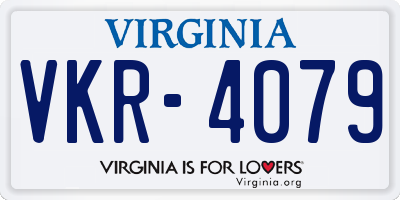 VA license plate VKR4079