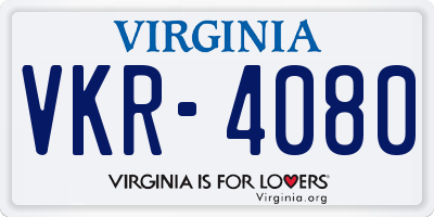 VA license plate VKR4080