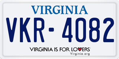 VA license plate VKR4082