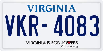 VA license plate VKR4083