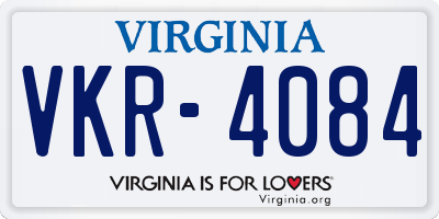 VA license plate VKR4084