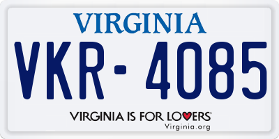 VA license plate VKR4085