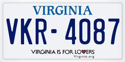 VA license plate VKR4087