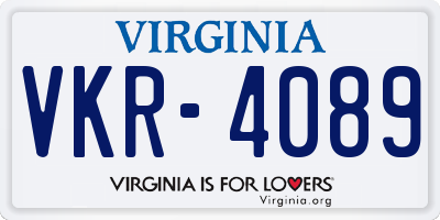 VA license plate VKR4089