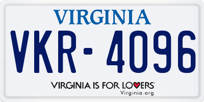 VA license plate VKR4096