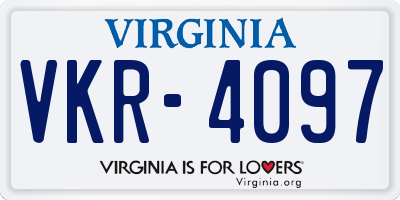 VA license plate VKR4097