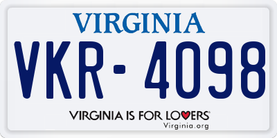 VA license plate VKR4098