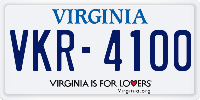 VA license plate VKR4100