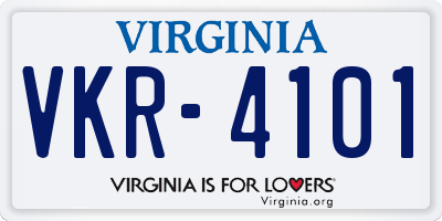 VA license plate VKR4101