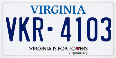 VA license plate VKR4103