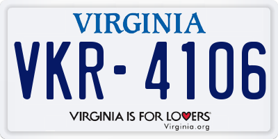 VA license plate VKR4106