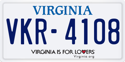 VA license plate VKR4108