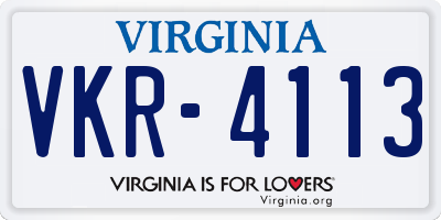 VA license plate VKR4113