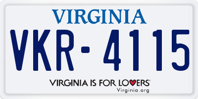 VA license plate VKR4115