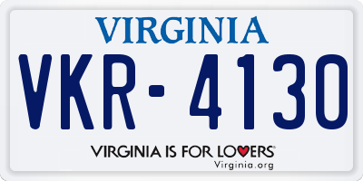 VA license plate VKR4130