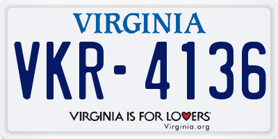 VA license plate VKR4136