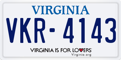 VA license plate VKR4143