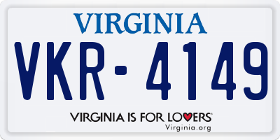 VA license plate VKR4149