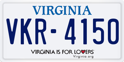 VA license plate VKR4150