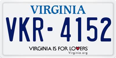 VA license plate VKR4152