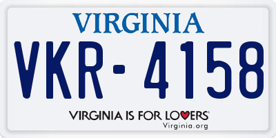 VA license plate VKR4158
