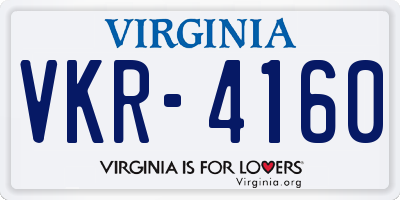 VA license plate VKR4160