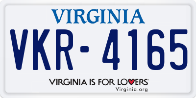 VA license plate VKR4165
