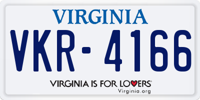 VA license plate VKR4166