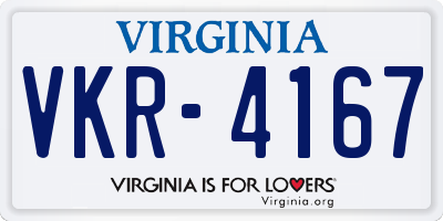 VA license plate VKR4167