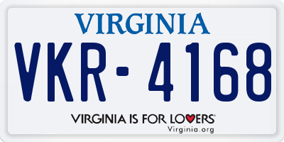 VA license plate VKR4168