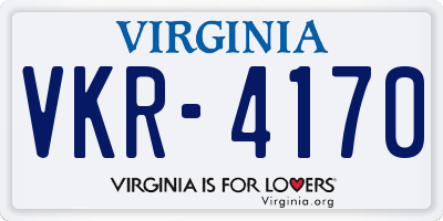 VA license plate VKR4170