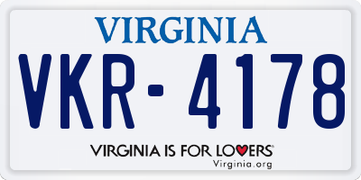 VA license plate VKR4178