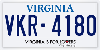 VA license plate VKR4180