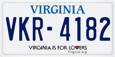 VA license plate VKR4182