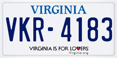 VA license plate VKR4183