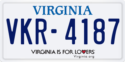 VA license plate VKR4187