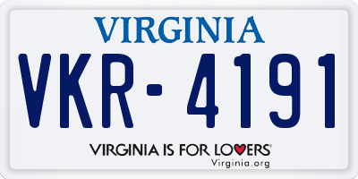 VA license plate VKR4191