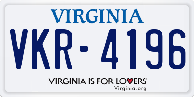 VA license plate VKR4196
