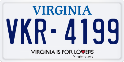 VA license plate VKR4199