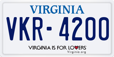 VA license plate VKR4200