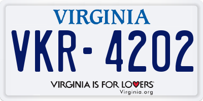 VA license plate VKR4202